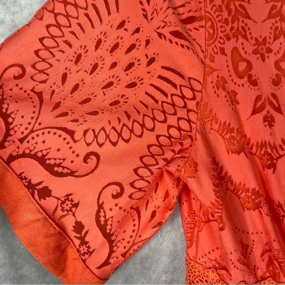 Farm Rio x Anthropologie Devore Coral Orange Lace Maxi Dress Size Small Size XS - Picture 6 of 10